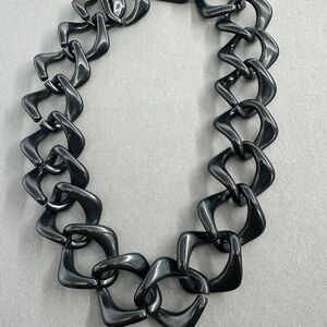 Vintage Black Lucite Necklace with Unusual Hook Closure